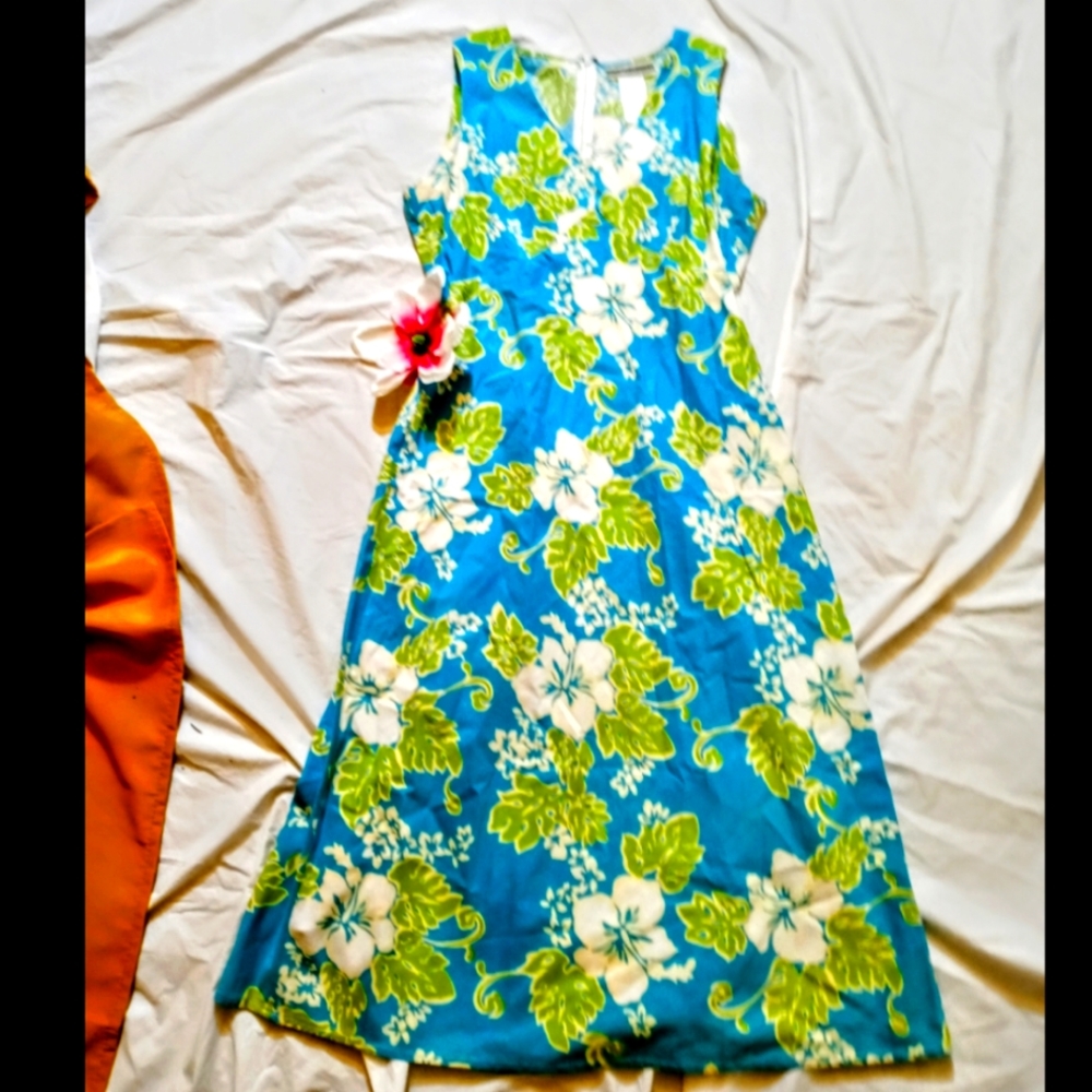 Beautiful chadwicks blue floral mid-length dress size 8